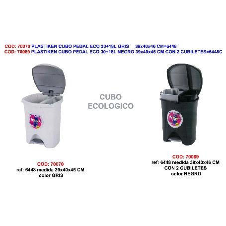 PLASTIKEN CUBO PEDAL ECO 30+18L GRAFITO 2 CUBIL 39X40X46CM 6448C